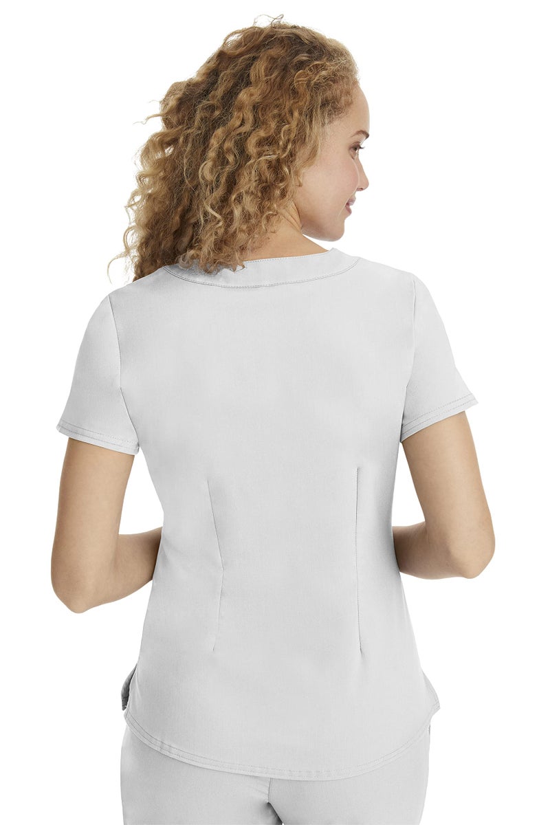 Healing Hands Scrubs for Women Y-Neck Jane Modern Fit, Triple Stitch Detail, 2 Pockets, 2-Way Stretch & Shirttail Hem - 2167, M, White - Image 2